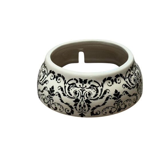 Ceramic Candle Hearth With Black Floral Scroll Print Pattern - Picture 4 of 12